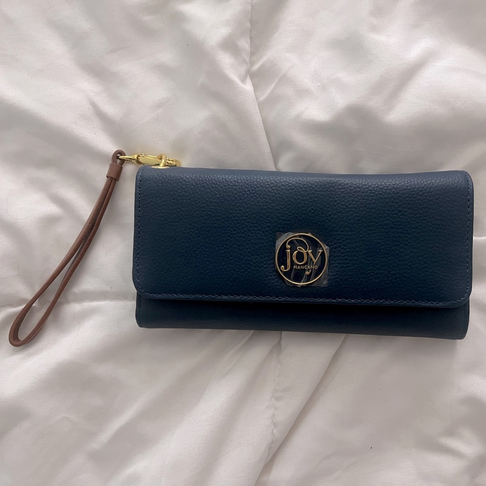 Joy Mangano - navy blue leather wallet clutch